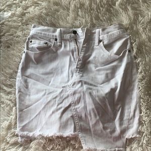 JBD. uneven white jean skirt